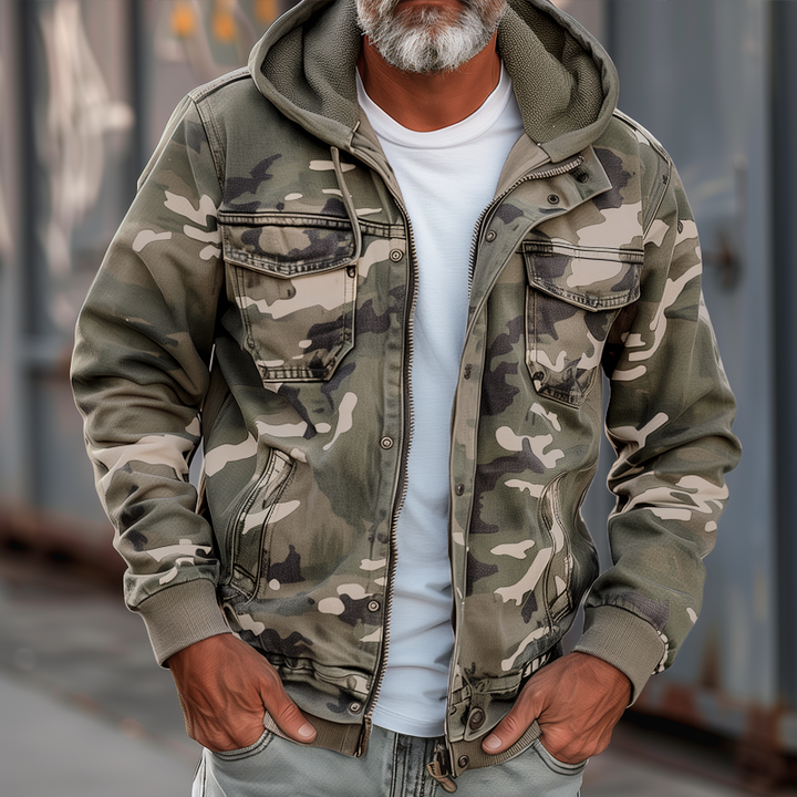 Fabian™ - Camouflage cargojack voor heren - Met capuchon en meerdere zakken