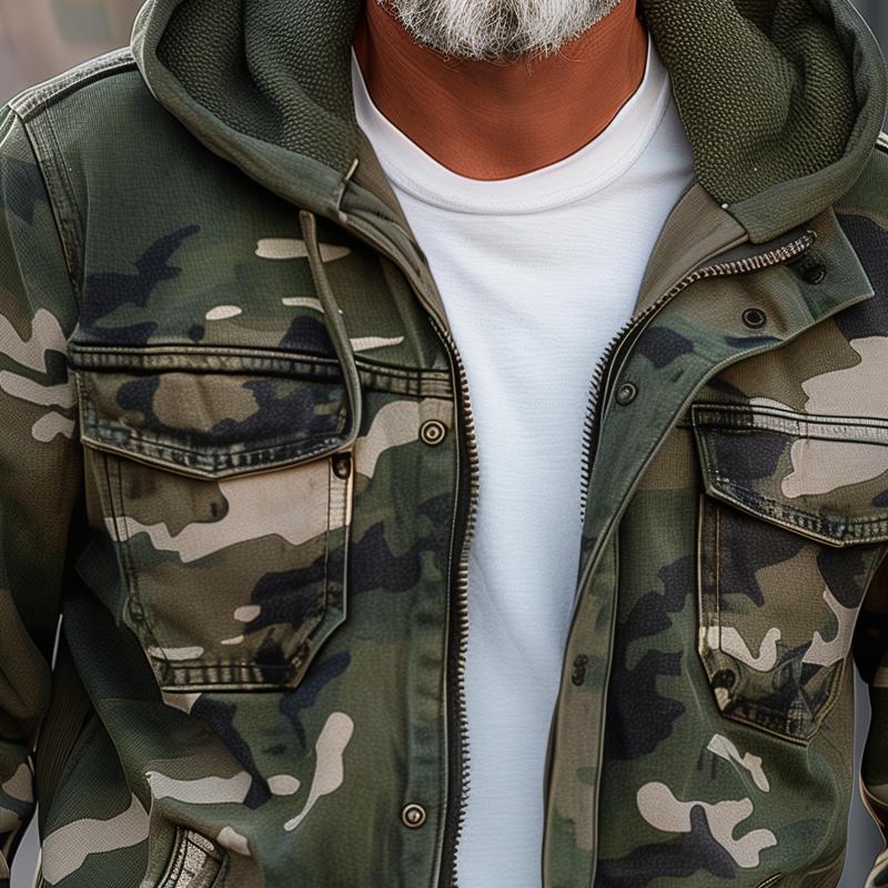 Fabian™ - Camouflage cargojack voor heren - Met capuchon en meerdere zakken